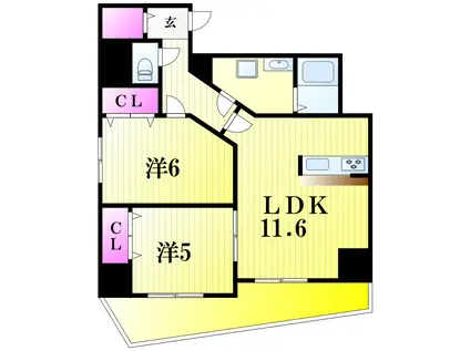 VICTORY HILLS 6.6(2LDK/7階)の間取り写真