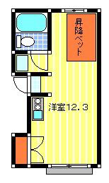 ダイヤモンドパレス(ワンルーム/2階)の間取り写真