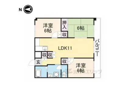 矢追マンション(3LDK/4階)の間取り写真
