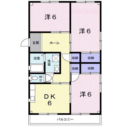 アスピアB(3DK/1階)の間取り写真