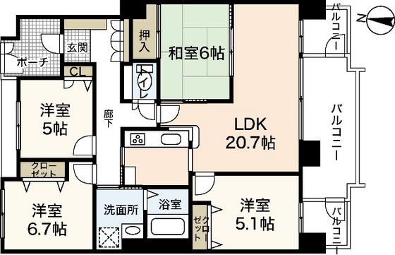 緑井スカイステージ(4LDK/18階)の間取り写真