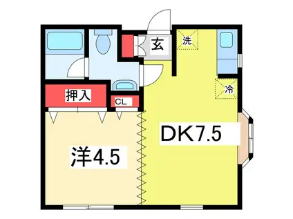 パレスアクアマリン(1DK/2階)の間取り写真