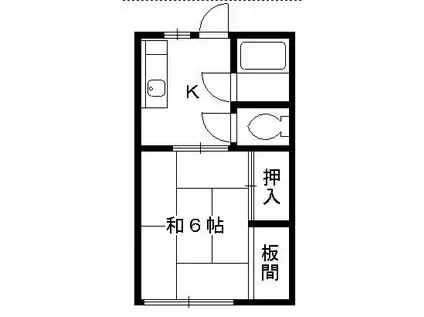 猪俣ハイツ(1K/2階)の間取り写真