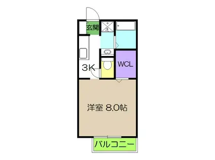 IVY COURT A棟(1K/1階)の間取り写真