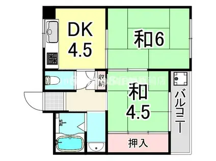 カーサマリノス(2DK/2階)の間取り写真