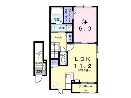 エリオン(1LDK/2階)の間取り写真