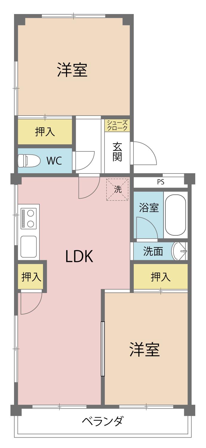 ユナイテッド碩田(2LDK/3階)の間取り写真