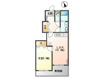 ボンヌールパンションII(1LDK/1階)の間取り写真