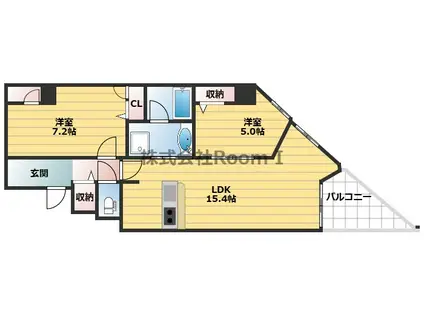 リアライズ天満橋旧ディー・グラン北浜東(2LDK/2階)の間取り写真