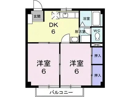 プラネットハウス(2DK/1階)の間取り写真