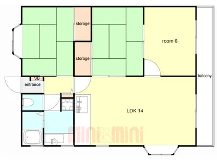 ベルシオン芦屋(3LK/2階)の間取り写真