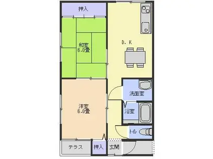 メゾン・サンフラワー(2DK/2階)の間取り写真