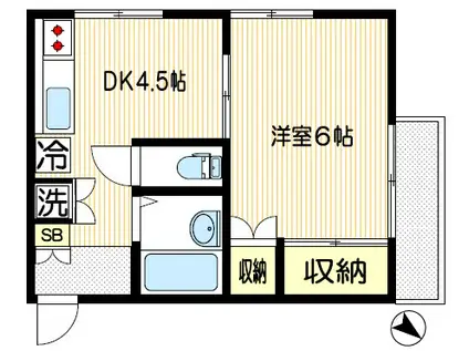 メゾンちとせ台(1DK/2階)の間取り写真