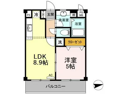 トマトハウスI(1LDK/2階)の間取り写真