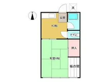第3すみれ荘(1K/2階)の間取り写真