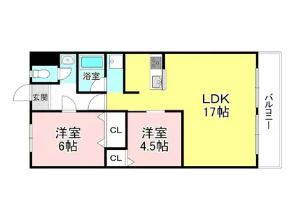 コテージ千秀水口(2LDK/8階)の間取り写真