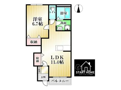 ペットピア春日(1LDK/1階)の間取り写真