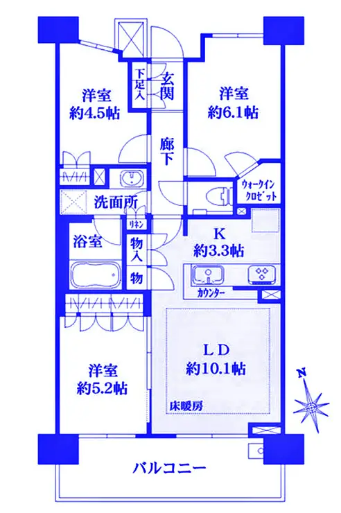 ザ・パークハウス横濱中山 3階階 間取り