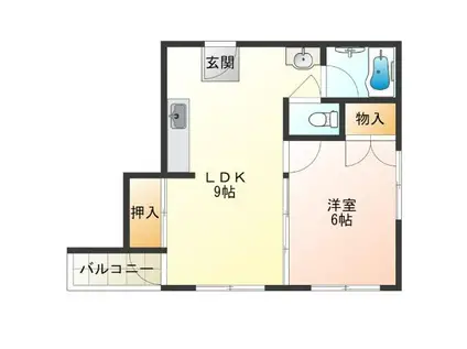 メゾン富地(1LDK/3階)の間取り写真