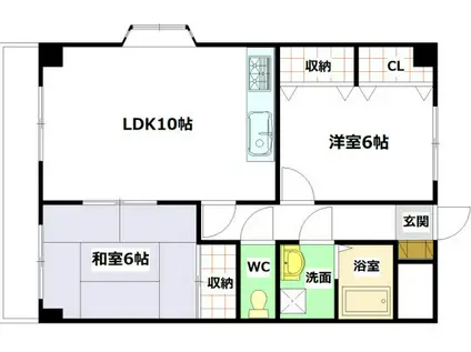 ツインズあまのA棟(2LDK/2階)の間取り写真