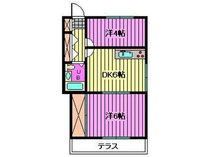 フジヤハイツ(2DK/1階)の間取り写真
