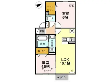 シャトーフェニックスII B(2LDK/2階)の間取り写真