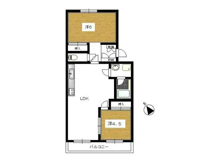 ヴィラ富士見の森(2LDK/3階)の間取り写真