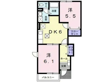 ニューライフセーダI(2DK/1階)の間取り写真