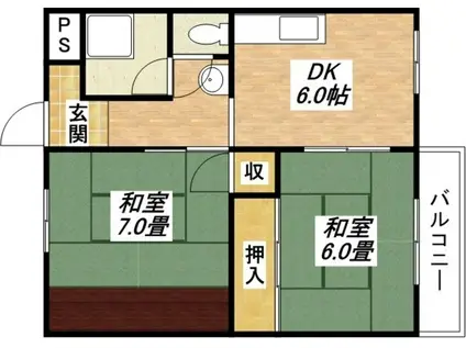 平野ハイツ(2DK/5階)の間取り写真