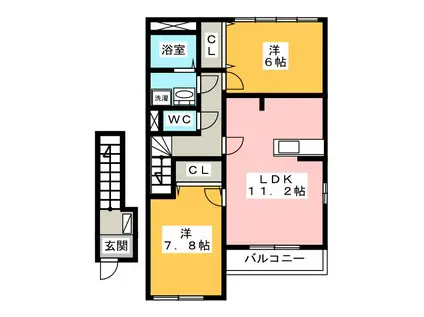 ピアヴィレッジ(2LDK/2階)の間取り写真