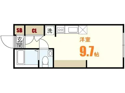 グランデール山本(ワンルーム/1階)の間取り写真