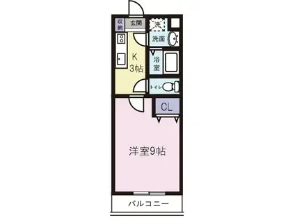 メルローズII(1K/1階)の間取り写真