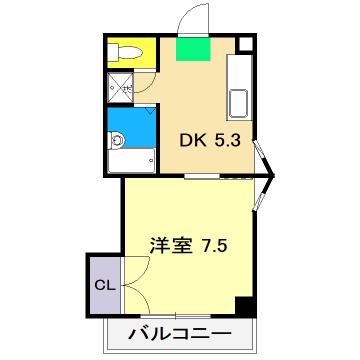 コーポラス三穂(1DK/4階)の間取り写真