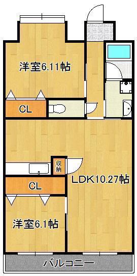 リード大手町(2LDK/13階)の間取り写真