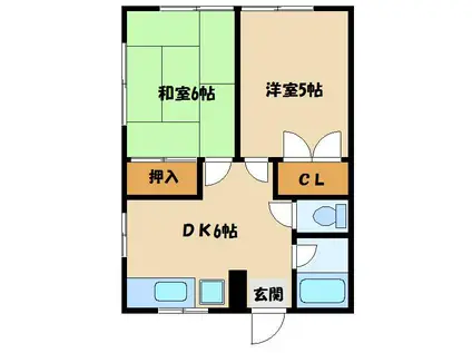 コーポフォレスト(2DK/2階)の間取り写真