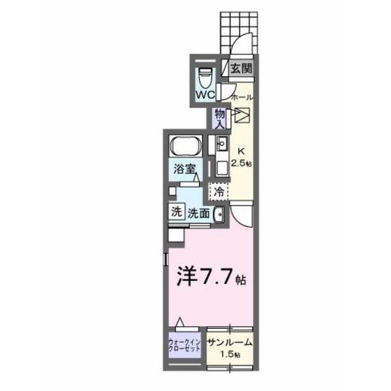 リヴェールS(1K/1階)の間取り写真
