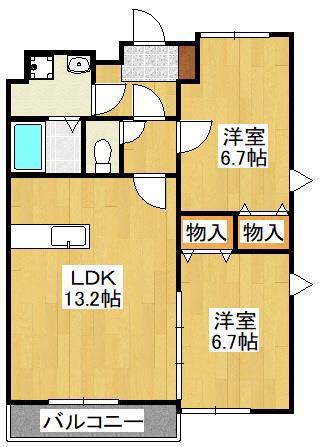 コンクルージョン・フォート(2LDK/3階)の間取り写真