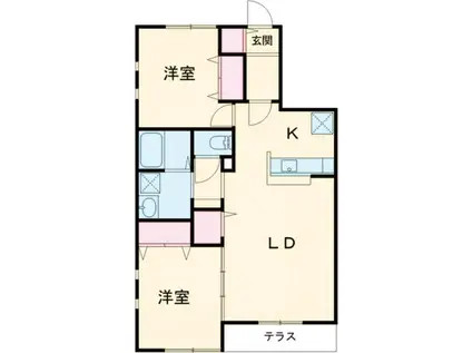 NOVガーデンハウス谷田部 F棟(2LDK/1階)の間取り写真