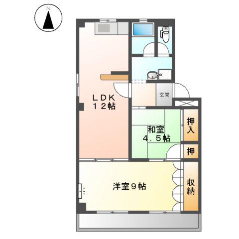 トーシンハイツB(2LDK/2階)の間取り写真