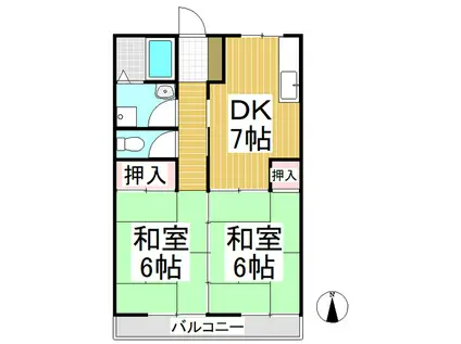 運動公園前ビル(2DK/3階)の間取り写真