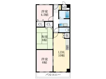 ルミエール藤井寺(3LDK/4階)の間取り写真