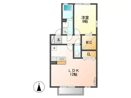 シンセリティ B(1LDK/2階)の間取り写真