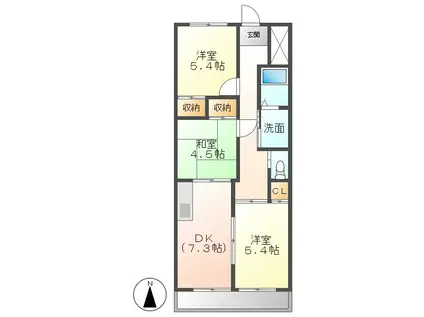 レイクハイツ当知(3DK/4階)の間取り写真