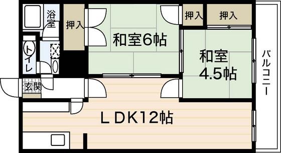 T&K観光ビル(2LDK/3階)の間取り写真