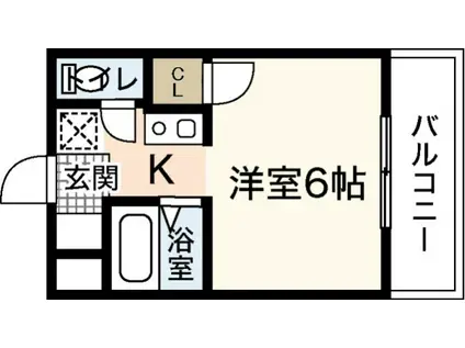 ウィンディア海老園(1K/5階)の間取り写真