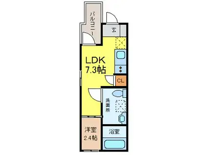 グランレーヴ名駅(1DK/3階)の間取り写真