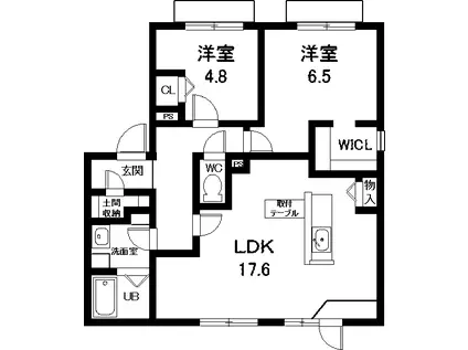 フレシールUMI(2LDK/1階)の間取り写真