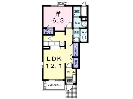 グリーンフィールドD(1LDK/1階)の間取り写真