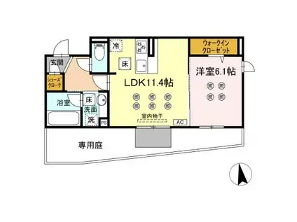 LAZO行橋(1LDK/1階)の間取り写真