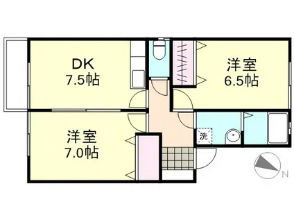 フローリッシュタウンB棟(2DK/2階)の間取り写真